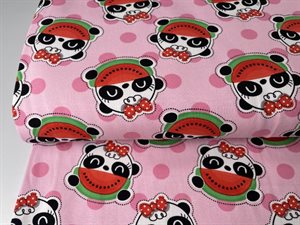 Bomuldsjersey - fine pandaer der spiser vandmelon